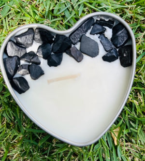 Crystal chip intention love heart candles